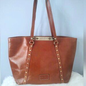 Patricia Nash studded leather large tote EUC
